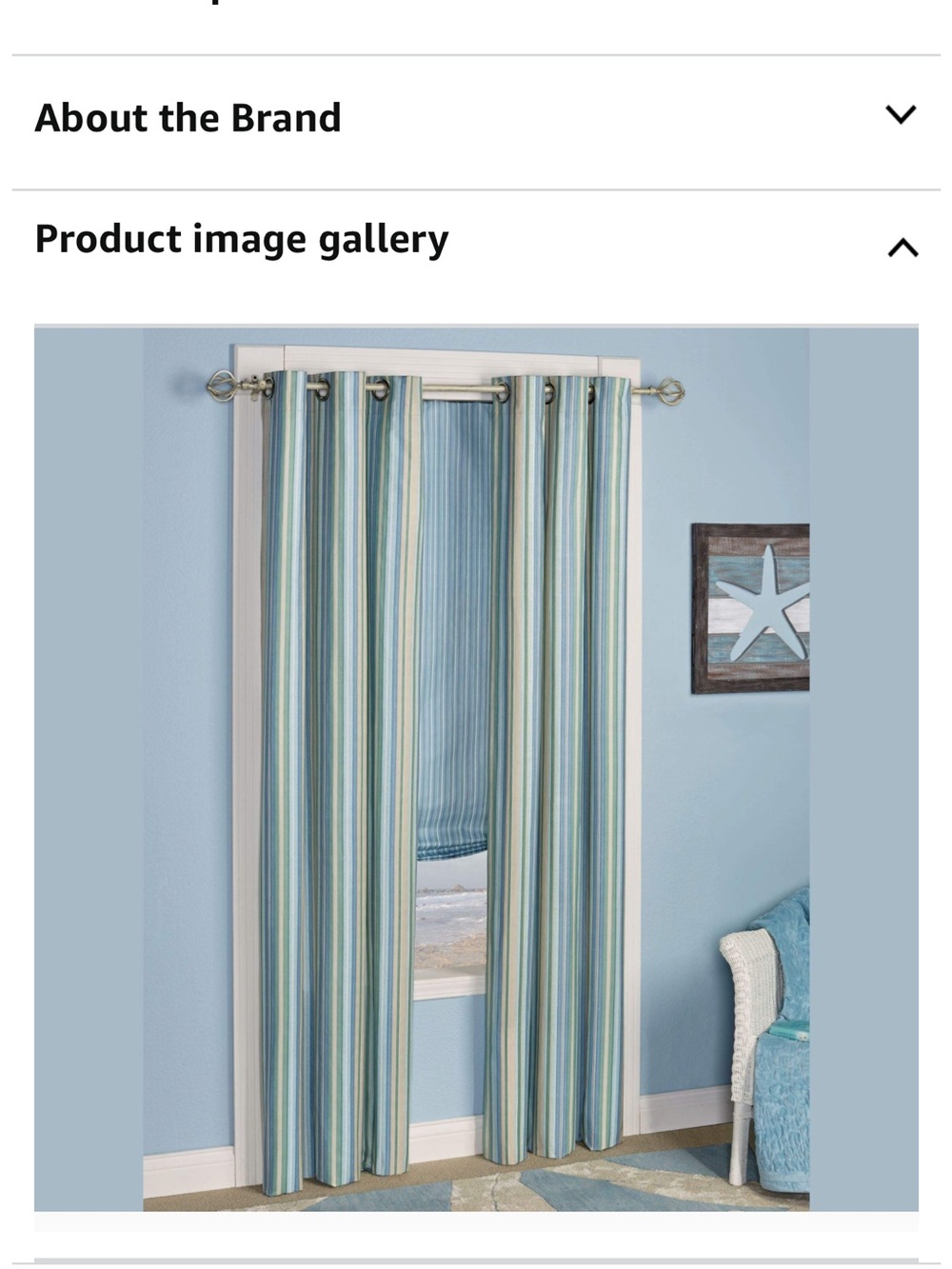 Striped Blue and Seafoam Green Grommet Curtain Panels Clearwater Coastal